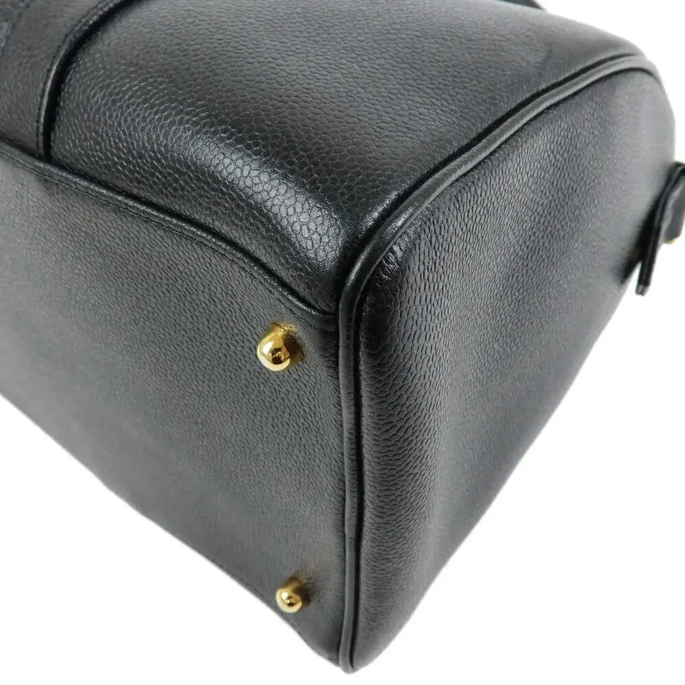 Chanel Coco Mark Caviar Leather Handbag Black